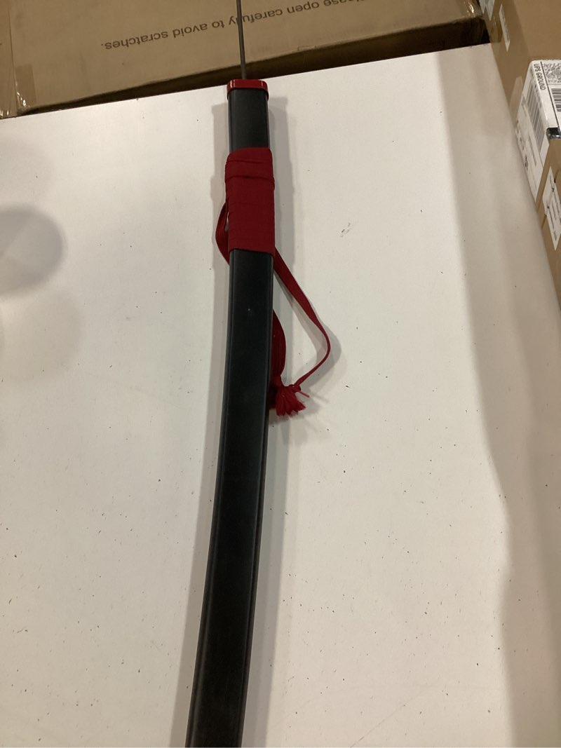 Condition photo showing As Is for sword fort stainless steel akame sword real metal handmade katana anime props cosplay props, samurai sword-murasame, red/black