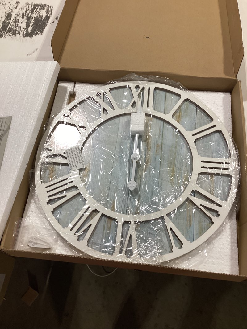 Condition photo showing New/Like New for 1st owned wall clocks for living room decor,16" vintage,round silent non ticking,black metal,modern wood clocks for home bedroom,kitchen,garden,office,cafe,modern wall decoration -roman numerals blue 16 inch
