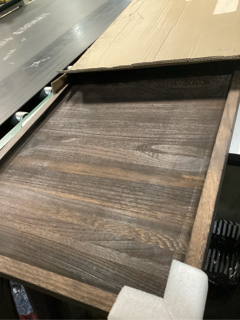 Condition photo showing Good Condition for Extra Large Ottoman Table Tray - 40"x20" Rustic Long Rectangle Wooden Nature Serving Tray for Farmhouse Decorative Oversized Coffee Table Trays Living Room Kitchen Counter Breakfast Brown 40" x 20" x 1.1" Brown