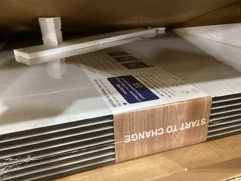 Condition photo showing Good Condition for woven sound acoustic wall panels, natural oak, 8 pack, 23.6x23.6 in | self-adhesive, peel and stick, artisan carving, echo reduction, sound proof, warm decor, studio, office, gaming interlaced arcs natural oak