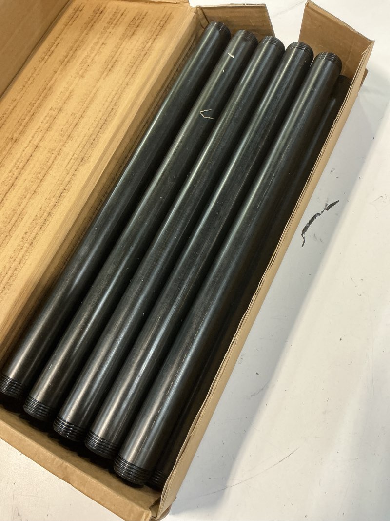 Condition photo showing Good Condition for 1” x 18 ” black malleable steel nipples fitting, 1 inches threaded pipe nipples, diy steampunk industrial vintage style, 10 pack. 1'' × 18'' 10