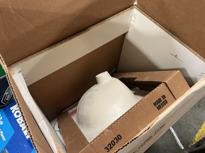 Condition photo showing As Is for project source 24-in deep blue single sink bathroom vanity with white cultured marble top