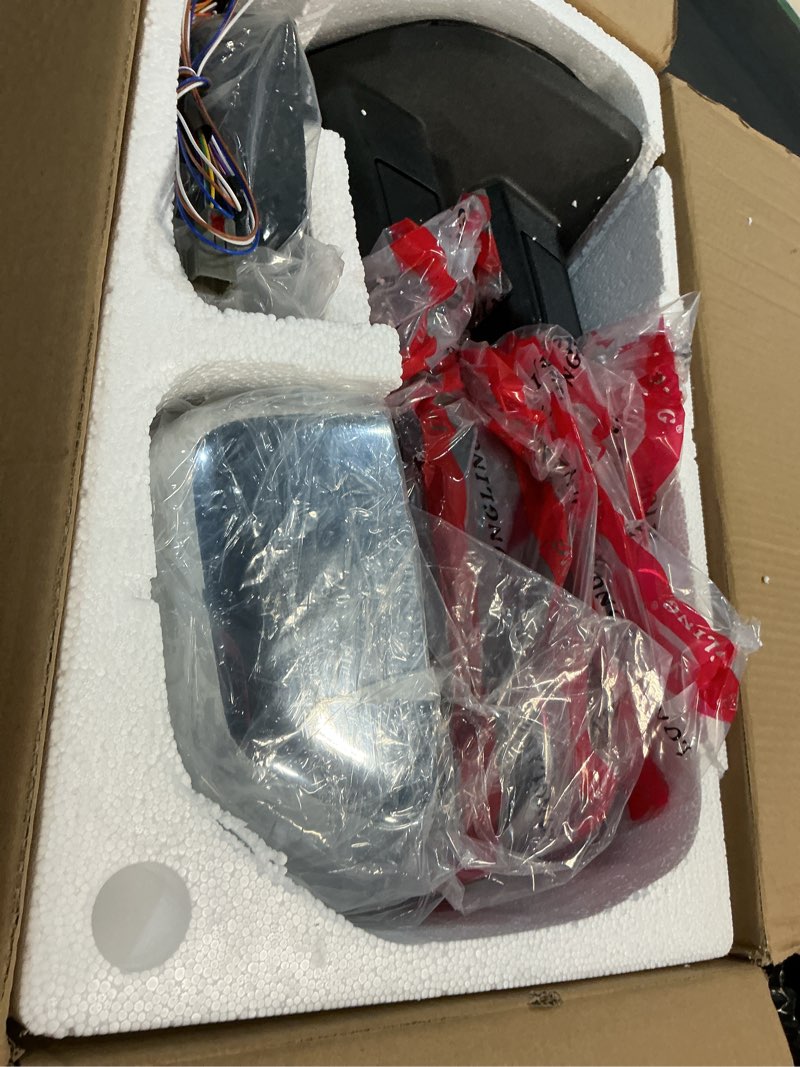 Condition photo showing Good Condition for replacement passenger right side door towing mirror power and heated with signal light and blis textured and chrome back cover for ford f-150 f-250 f-350 f-450 f-550 super duty from 2015 to 2020 passenger (rh) side