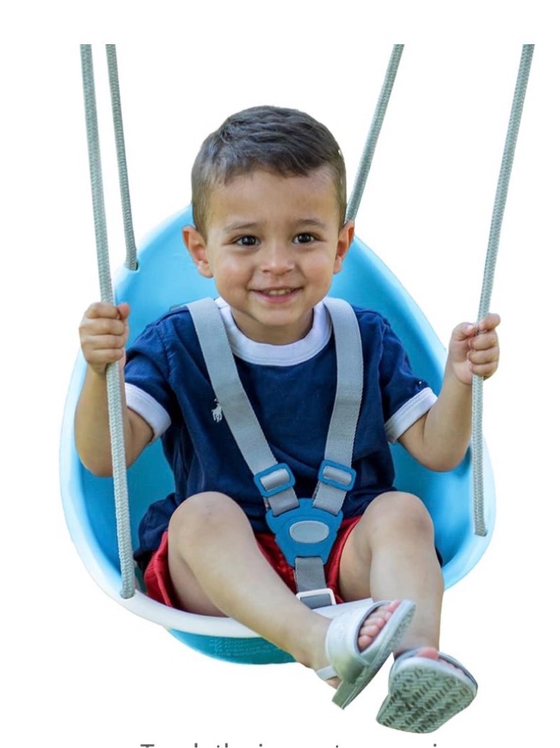 Swurfer Coconut Toddler Swing – Comfy Baby Swing Outdoor, 3- Point Adjustable Safety Harness, Secure, Safe Quick Click Locking System, Blister-Free Rope, Easy Installation, Ages 6-36 Months