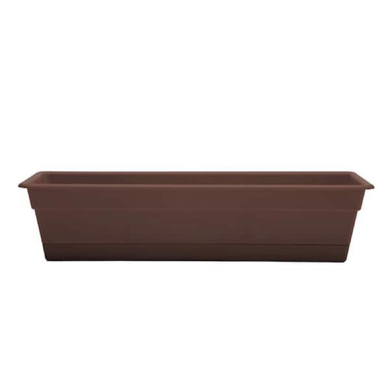 Dura Cotta Traditional Plastic Indoor/Outdoor Rectangle Window Box Planter with Attached Saucer Color: Chocolate, Size: 5.75\" H x 30\" W x 7.5\" D(set of 3)