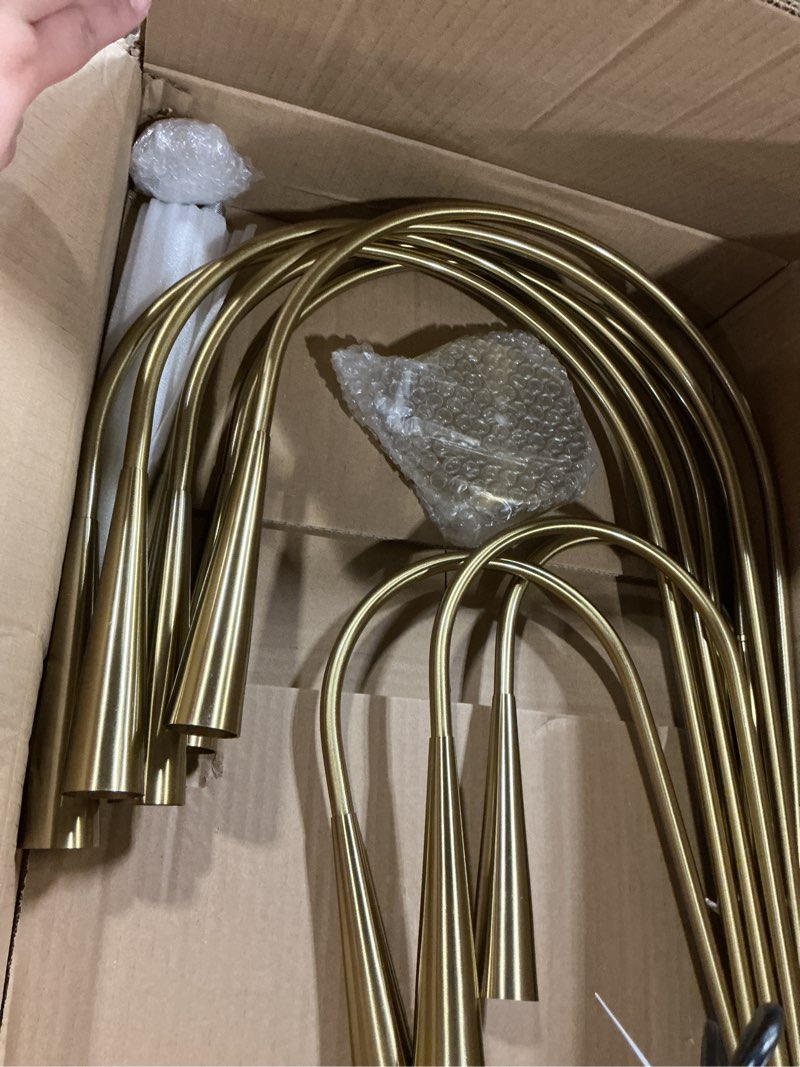 Condition photo showing Good Condition for 9 Light Modern Farmhouse Gold Candle Chandelier Light Fixtures Large Vintage Brass Metal Candle Pendant Lighting Rustic Industrial Candlestick Chandelier Hanging Dining Room Light MPL26-9 GD Gold 9-Light