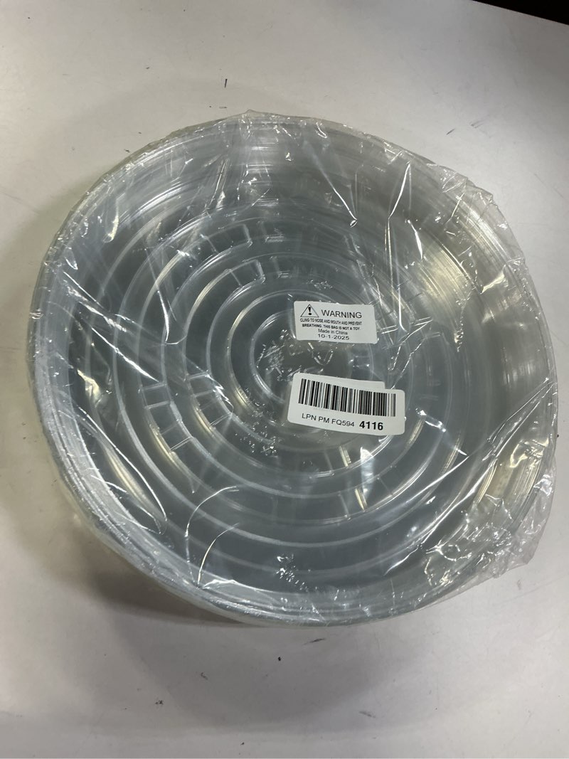 Condition photo showing New/Like New for 16 Packs 14 Inches Large Clear Plant Saucers for Indoor Outdoor Use Heavy Duty Plastic Plant Trays for Planter Bulk Flower Pot Drip Trays to Catch Water, 4 to 20 Inch 16 14 inches