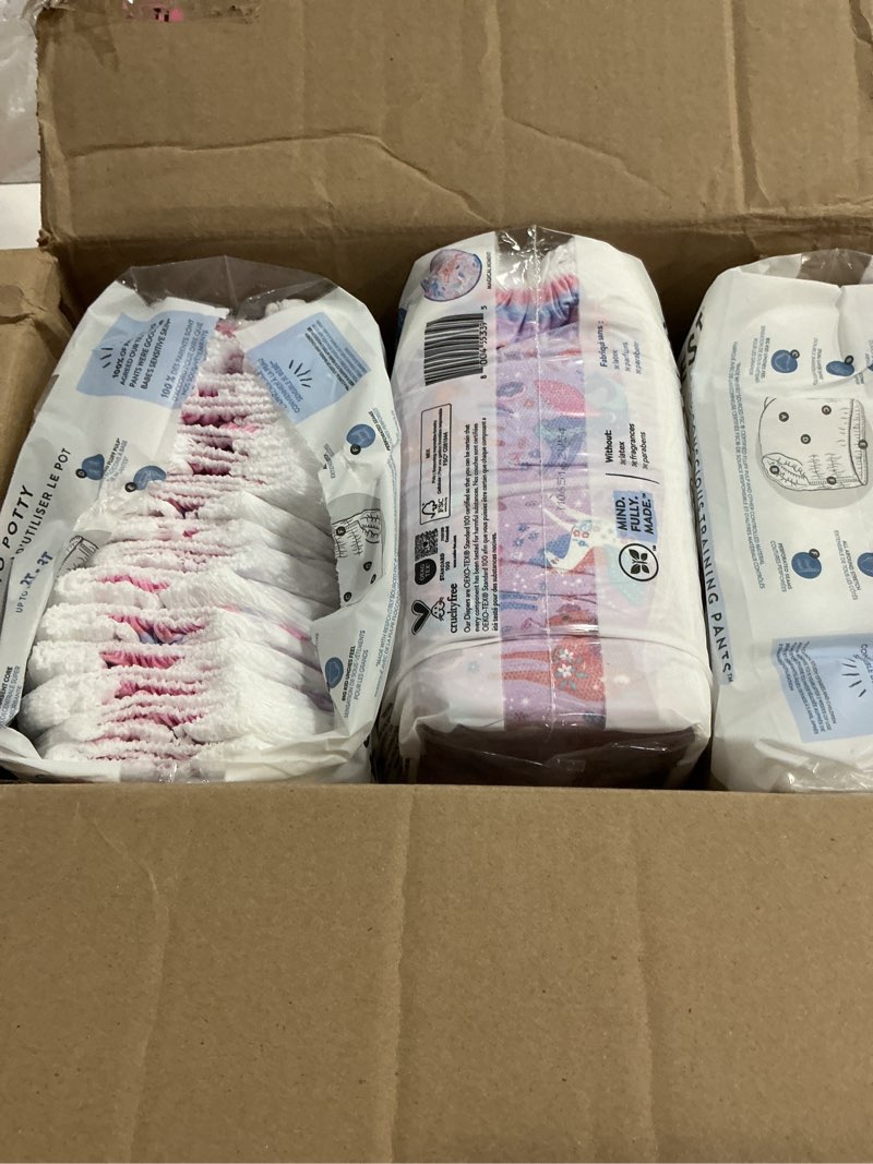 Condition photo showing As Is for the honest company clean conscious training pants for sensitive skin, hypoallergenic, fragrance-free, magical moments butterfly kisses size 2t/3t (up to 34 lbs), 66 count magical moments + butterfly kisses size 2t/3t 66