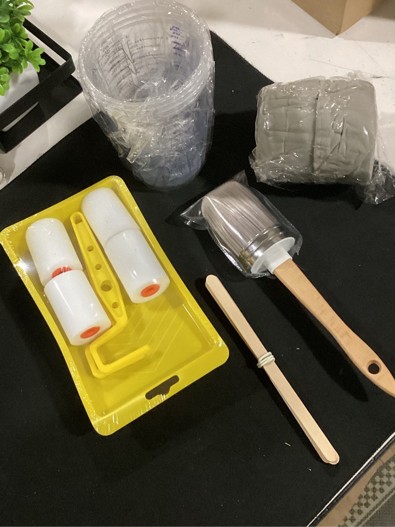 Condition photo showing New/Like New for lemonroad 18 pieces paint brush and roller set, painting supplies for cabinet furniture, with sponge, tray liner, cup and mixing stick, tools to finish all in one paint(2 inch,essential sponge set) 2 inch essential sponge set