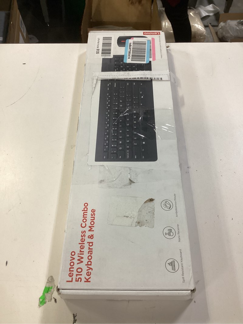 Condition photo showing New/Like New for lenovo 510 wireless keyboard & mouse combo, 2.4 ghz nano usb receiver, full size, island key design, left or right hand, 1200 dpi optical mouse, gx30n81775, black
