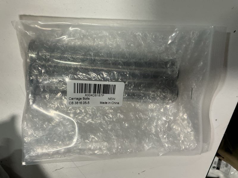 Condition photo showing New/Like New for 1/2-13 x 5 carriage bolts, stainless steel 18-8 (304), round head, square neck, fully threaded, 5 pcs 5 1/2-13 x 5"