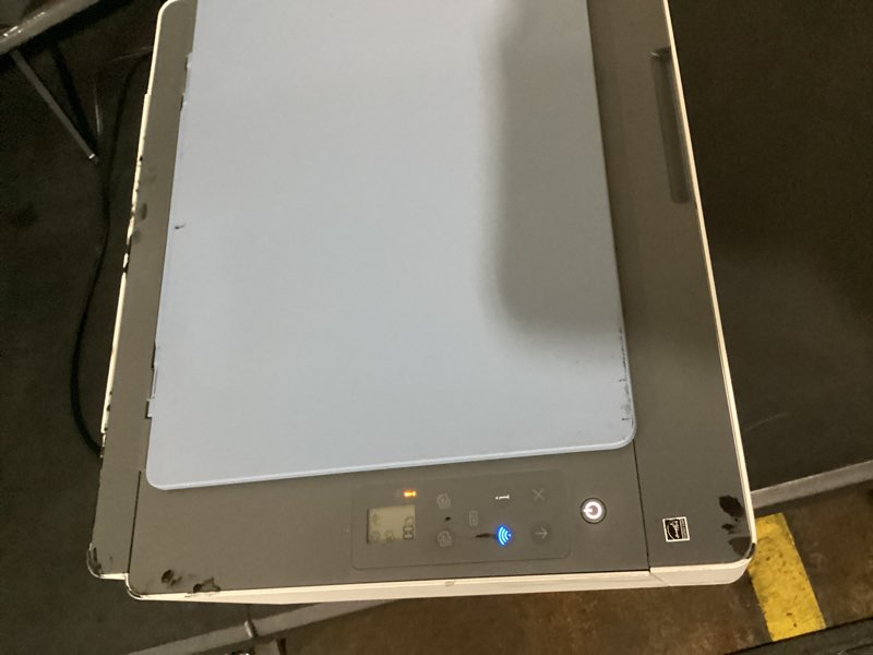 Condition photo showing Good Condition for powers on. has ink all over hp deskjet 4155e wireless all-in-one color printer, scanner, copier with instant ink and hp+ (26q90a)