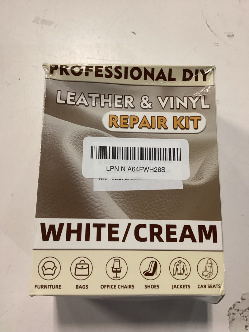 Condition photo showing New/Like New for Cream Leather Repair Kit for Furniture, Vinyl Repair Kit for Car Interior, Sofa, Purse and Jacket, Restore Any Material with Super Easy Instructions to Fix Scratches, Tears, Holes, Peeling