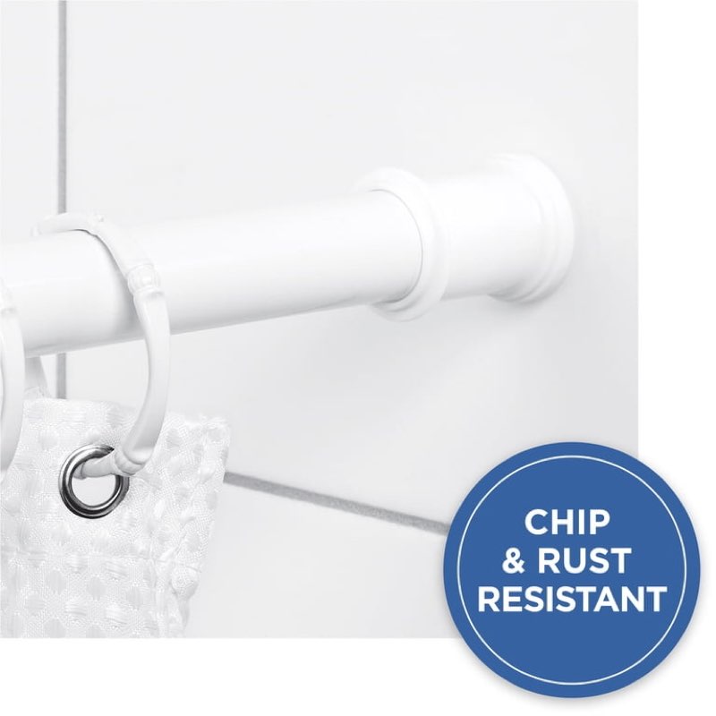 Mainstays Adjustable Tension Shower Curtain Rod, 44-72 in., No-Drill Easy Install, White