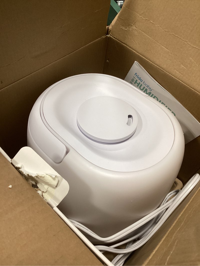 Condition photo showing As Is for Frida Baby 3-in-1 Cool Mist Humidifier for Large Rooms, Top Fill Humidifier for Bedroom, Allergy Relief, 60 Hour Runtime + Nightlight, Auto Shut-Off, Quiet, Carry Handle, Essential Oil Diffuser