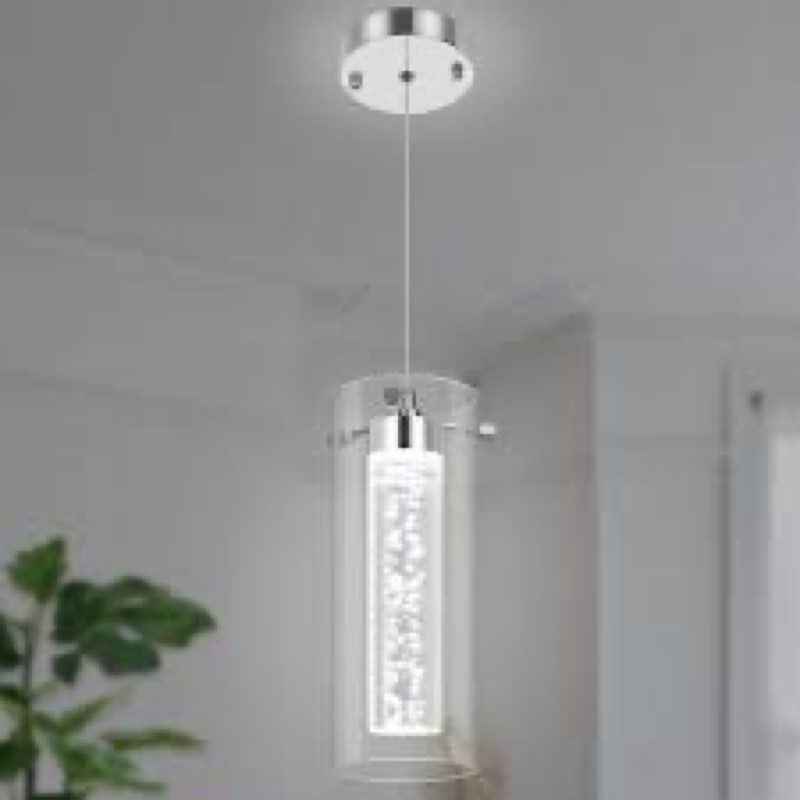 Hyattsville 1 - Light Single Pendant Light Chrome Cylinder with LED