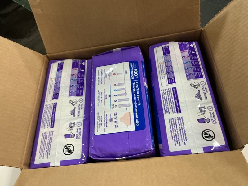 Condition photo showing New/Like New for always discreet adult incontinence pads for women, drier vs poise, 5 drop regular length, heavy absorbency, pads for bladder control management, bladder leaks, & postpartum pads, 144ct regular 144