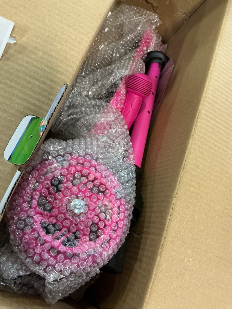Condition photo showing Good Condition for pink mini 3 wheel scooter for kids – lean-to-steer with led light-up wheels, adjustable handlebar, wide anti-slip deck, smooth pu wheels, rear foot brake – toddler scooter for ages 2+
