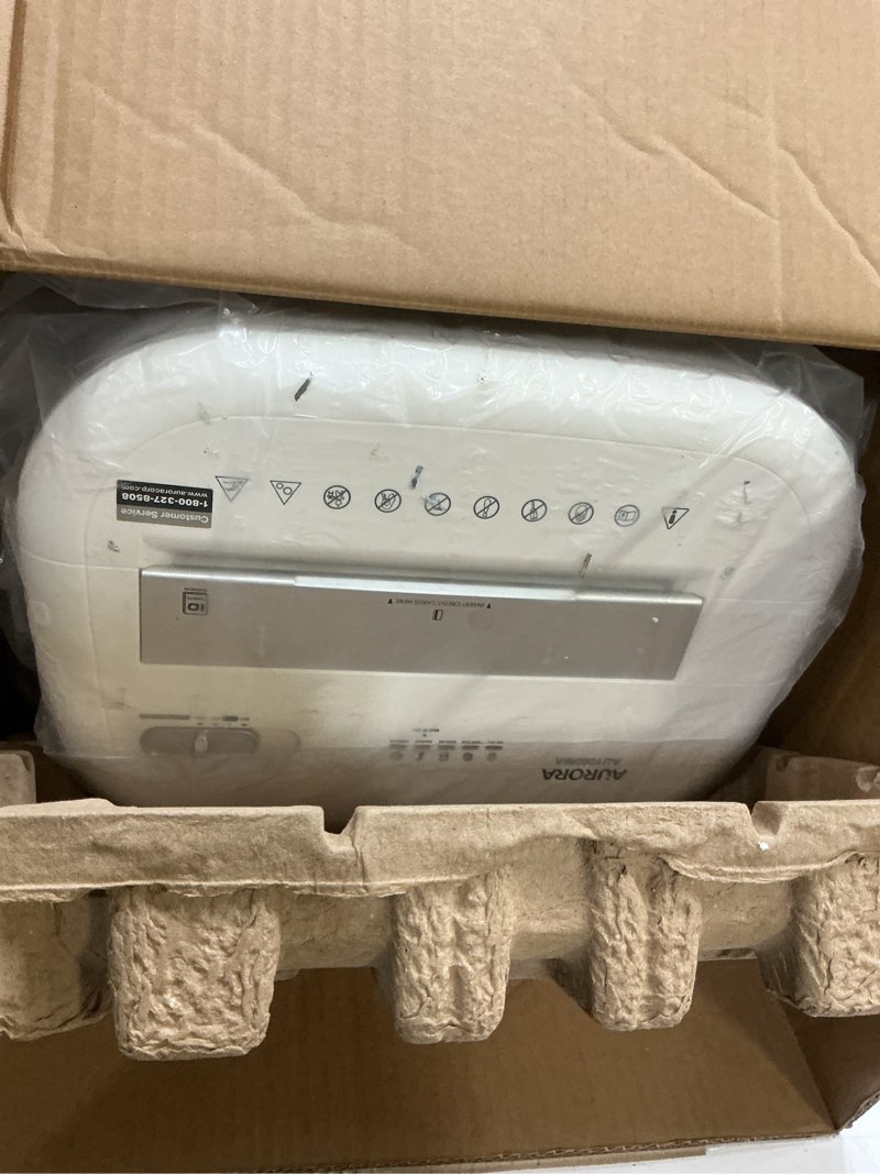 Condition photo showing Good Condition for aurora au1060ma professional grade 10-sheet high security micro-cut paper and credit card shredder/ 60 minutes/security level p-5, white, au1060ma 10-sheet high security microcut 10-sheet micro-cut