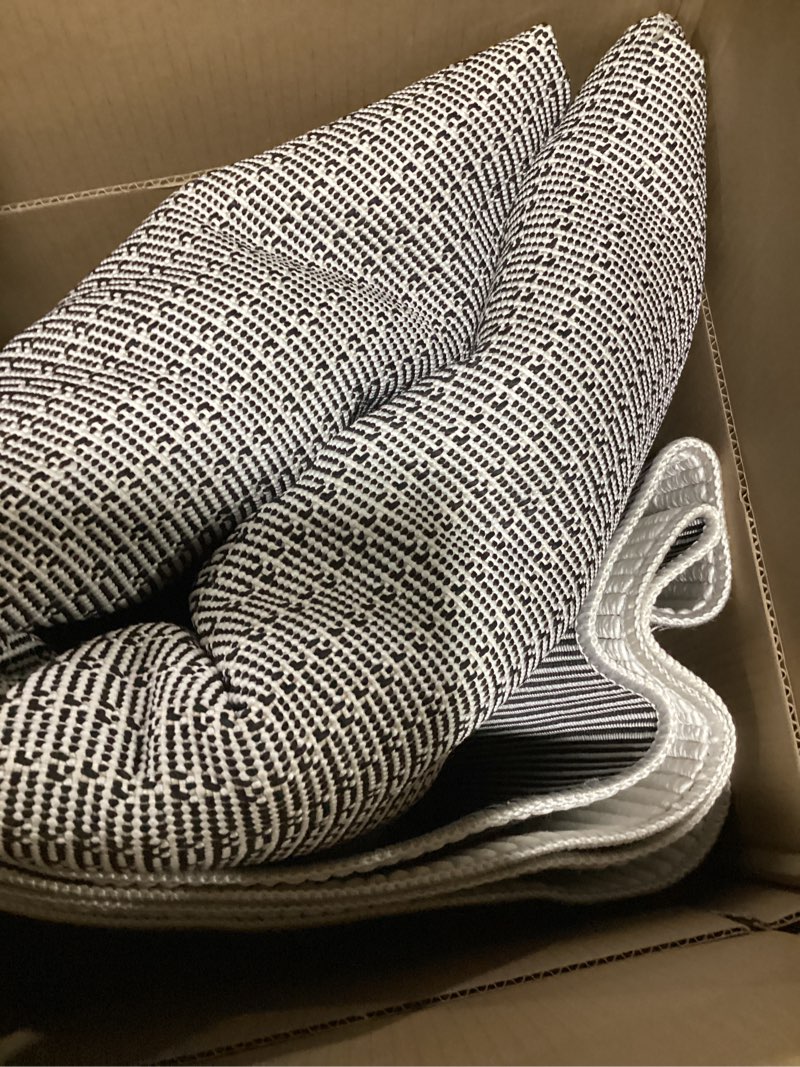 Condition photo showing Good Condition for luul home modern micro loop indoor area rugs for living room bedroom kitchen geometric striped black-white 10x14 luxury durable low and high pile non-shedding stain resistant soft area carpet 10 x 14 stripe / white 10' x 14' (rectangular)