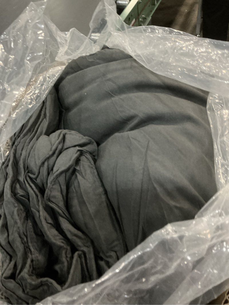 Condition photo showing As Is for EASELAND King Size Down Alternative Comforter - Quilted Duvet Insert for All Seasons, Soft Lightweight with Corner Tabs, Summer Winter Warm Bedding, Dark Grey 90x102 Inches King Dark Grey