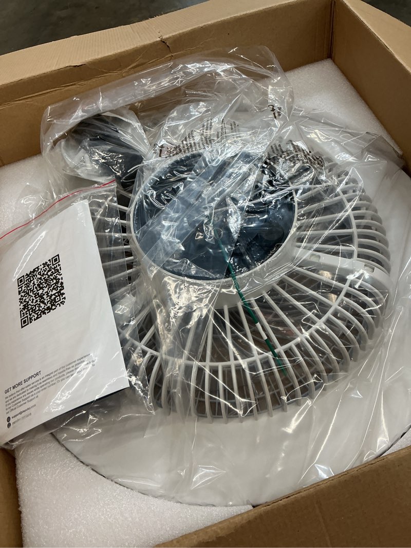 Condition photo showing Good Condition for depuley modern ceiling fan with light: 19" bladeless flush mount low profile led ceiling fans with remote & smart app control - white enclosed fandelier dimmable quiet dc motor for bedroom kids room white-acrylic 19 inch