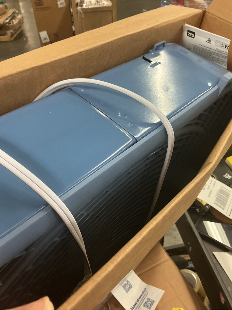 Condition photo showing As Is for lasko cool colors 20" 3-speed energy efficient box fan, laguna blue, b20312