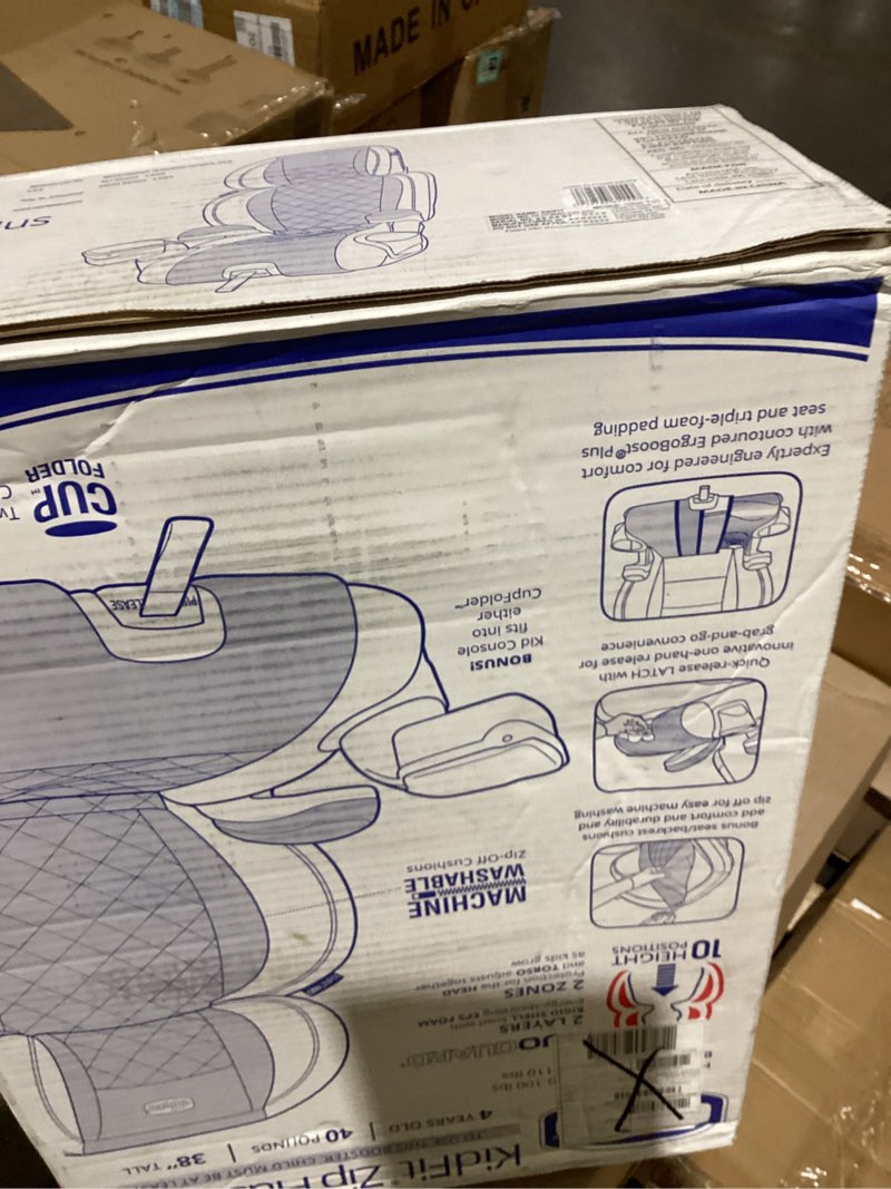 Condition photo showing As Is for chicco kidfit zip plus 2-in-1 belt-positioning booster car seat, backless and high back booster seat, for children aged 4 years and up and 40-100 lbs., taurus/black/grey kidfit zip plus taurus
