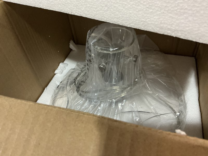 Condition photo showing Good Condition for Farmhouse Pendant Light – Hand-Blown Clear Hammered Glass Shade, Chrome Finish, Adjustable Chain Hanging Fixture for Kitchen Island, Dining Room & Hallway, 15" H x 12" D Chain Chrome