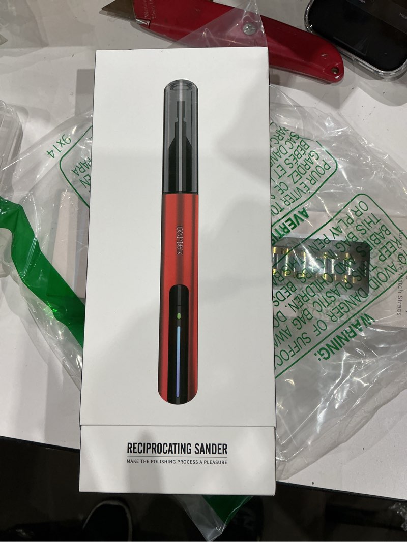 Condition photo showing New/Like New for electric reciprocating sander mini pen detail sander tool usb quick charging sanding pen portable with 8pcs sanding head self-adhesive sandpaper 3 gears adjustable for grinding polishing