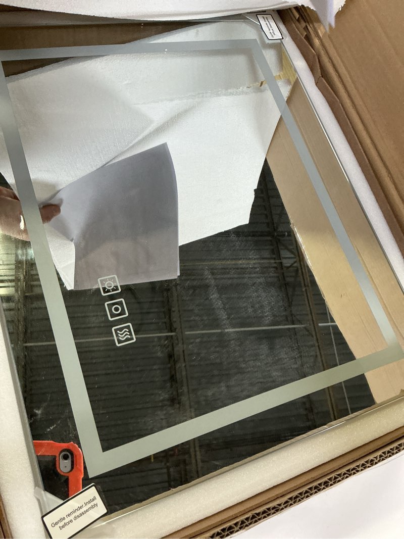 Condition photo showing Good Condition for 16x20 Inch LED Bathroom Mirror Frameless Vanity Mirror with Lights Backlit and Frontlit Dimmable Anti-Fog (Auto Off) Memory Makeup Wall Mirror for Bedroom Cloakroom Living Room Frameless 16"L x 20"W