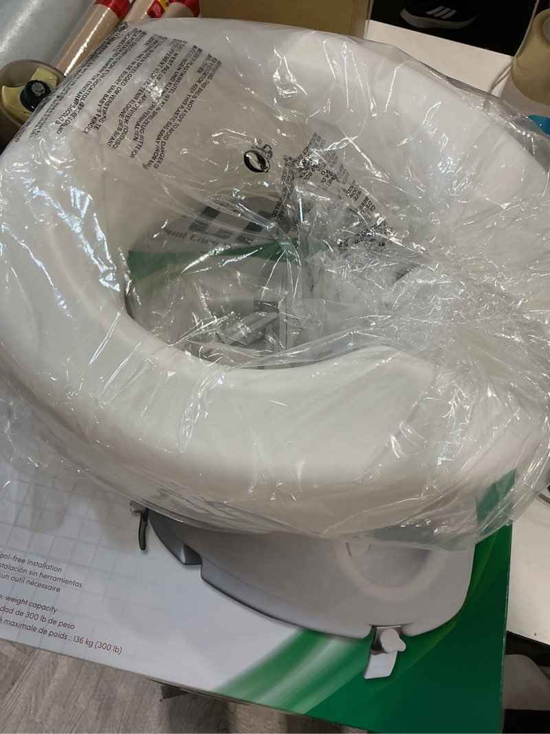 Condition photo showing Good Condition for pcp 5" elevated toilet seat, universal fit, tall profile rise height lift, tightening stability lock, portable bath safety commode support