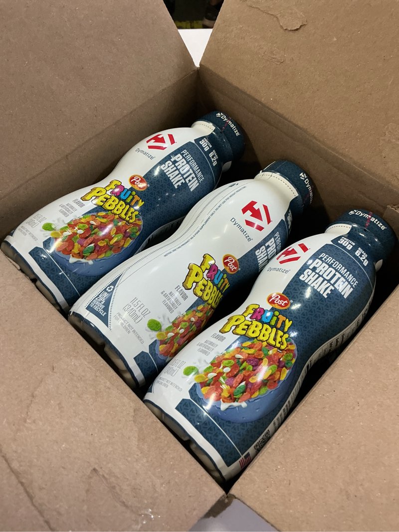 Condition photo showing New/Like New for bb-20/oct/2026) dymatize ready to drink protein shake - fruity pebbles - 11.5 fl oz/12pk