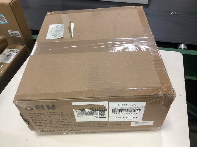 Condition photo showing New/Like New for bedside commode with padded seat & backrest, aluminum toilet with 6.5 qt bucket, easy-clean, 350 lb capacity enhanced crossbar, portable toilet for seniors with paper holder & newspaper bag