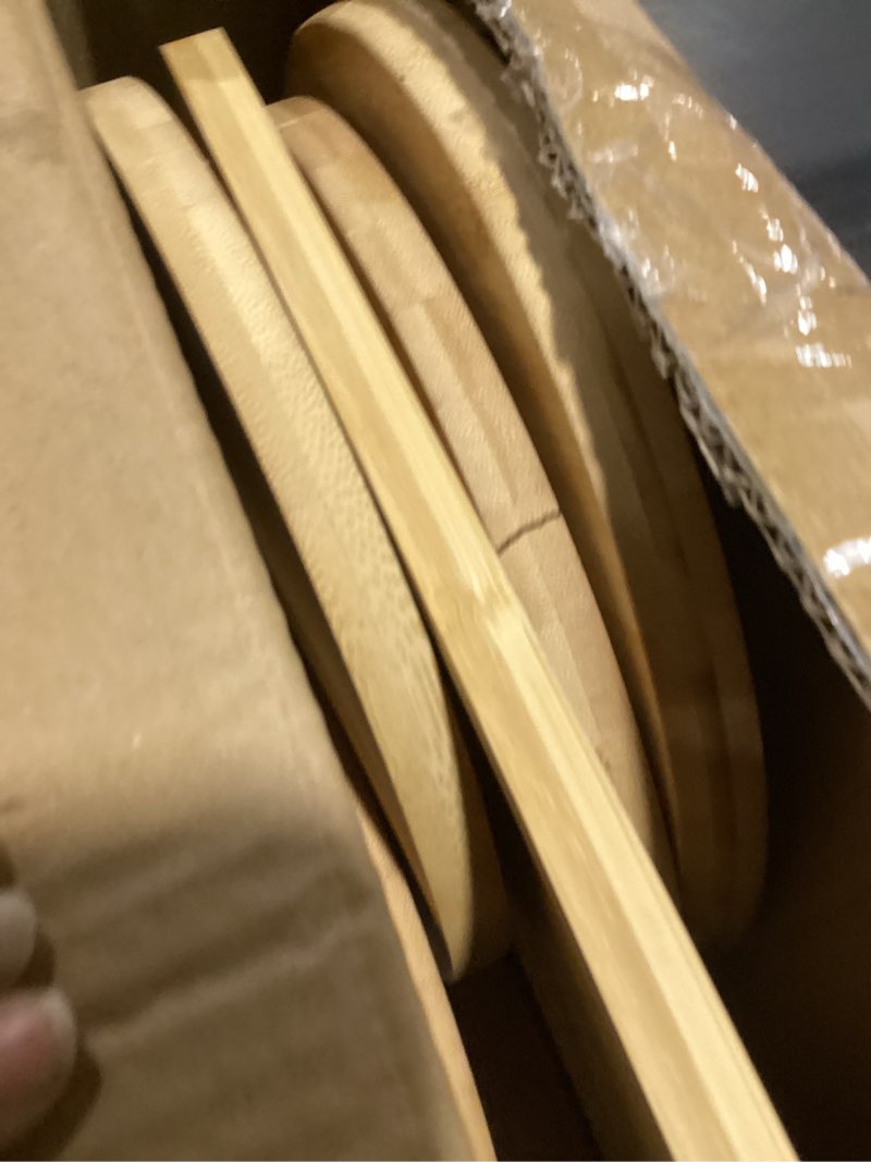 Condition photo showing Good Condition for Roowest Wood Cake Stands Set of 6 Wood Dessert Tower Trays Stand Cupcake Stand Rustic 3 Tier Farmhouse Cupcake Serving Stands with Dessert Trays for Tea Party (Bamboo)