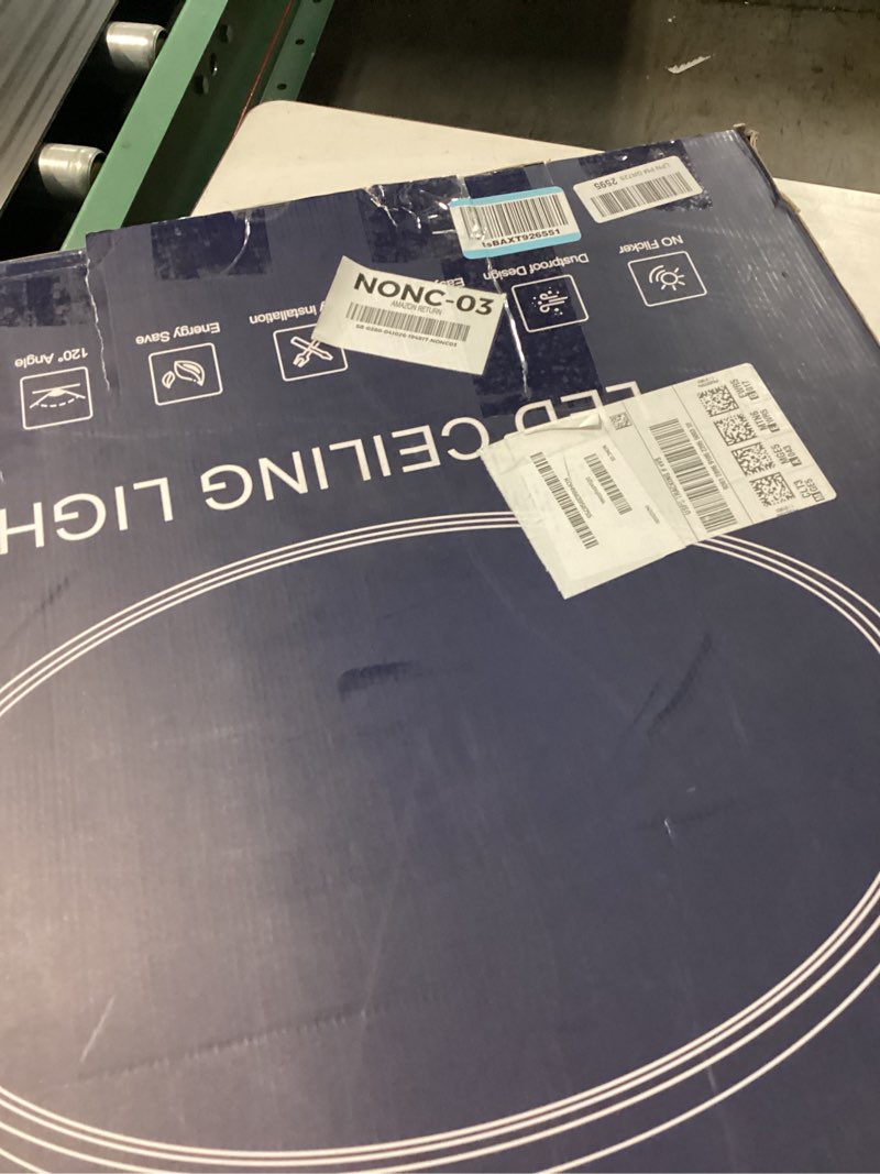 Condition photo showing New/Like New for 24 inch led flush mount ceiling light with remote, 56w 5600lm, dimmable 3000k-6000k, ultra-thin modern round light fixture, white, memory & night light mode for bedroom, kitchen, living room white 24inch
