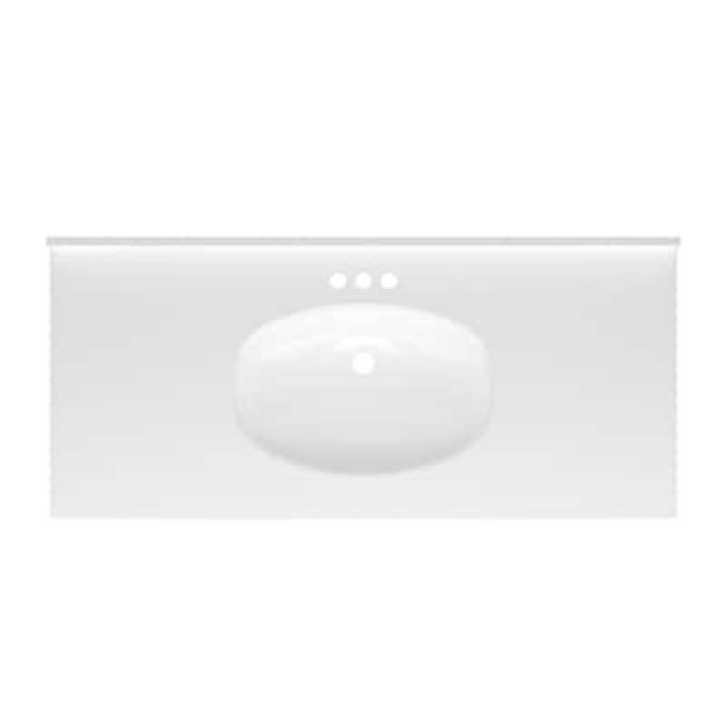 Project Source 49-in x 22-in White Cultured Marble Single Sink 4-in Centerset Faucet Mount Bathroom