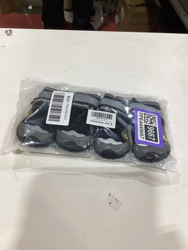 Condition photo showing New/Like New for Hipaw Dog Booties for Winter,Snow Boots for Small Medium Large Dogs,Waterproof Dog Rain Shoes,Non-Slip Paw Protector for Outdoor Walking,Hiking,Indoor Hardwood Floors #5 (Insole Width 2.4") for 40~58lb Black(Waterproof)