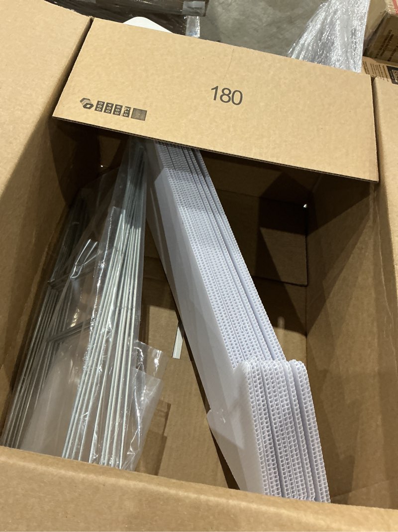 Condition photo showing Good Condition for blank arrow yard signs with stakes, 10 pack 17 x 6 inches white plastic blank wedding directional yard signs, this way arrow yard signs for weddings, birthday party, guidepost decorations