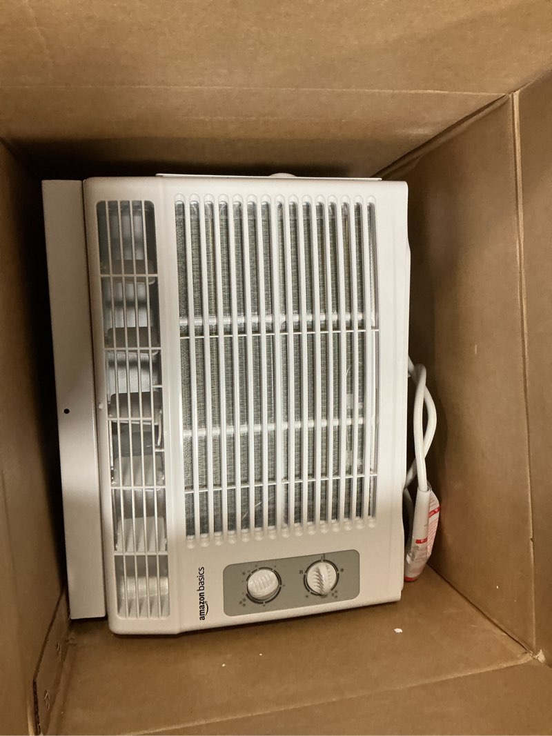 Condition photo showing Good Condition for Amazon Basics 5000-BTU Small Window Air Conditioner, Up to 150 Sqf, Window AC Units with Cool and Fan Functions, Washable Filter, Adjustable Window Kit, Intuitive Mechanical Controls, White White 5000 BTU