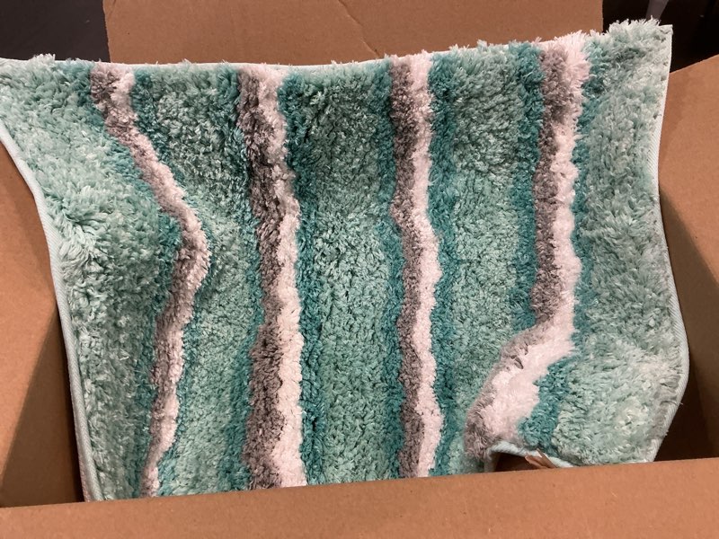 Condition photo showing Good Condition for home weavers glamour collection 100% polyester microfiber non-slip bath rug,extra soft microfiber bedroom shag carpet with anti-slip backing,water/dust absorbent fast dry shower mat - 17"x24", aqua 1'5" x 2' (rectangular) aqua