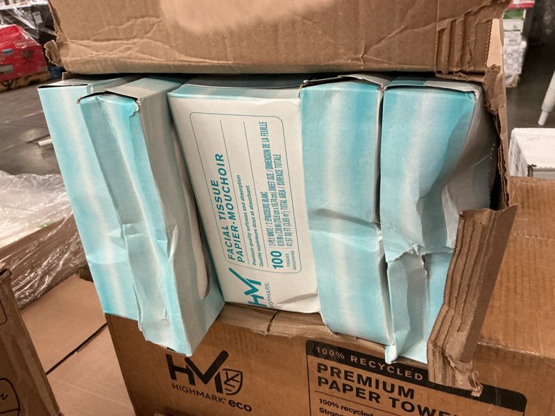 Condition photo showing Good Condition for highmark 2-ply facial tissue, flat box, white, 100 tissues per box, case of 30 boxes