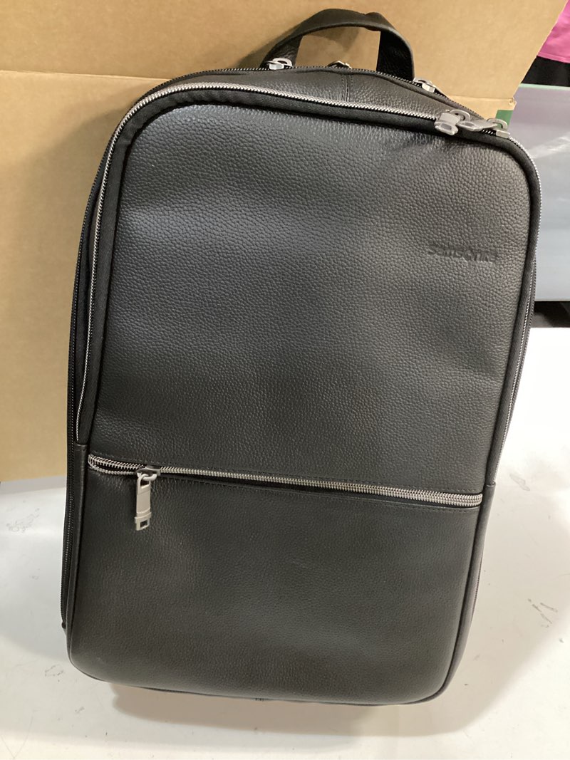 Condition photo showing Good Condition for Samsonite Classic Leather Backpack, Black, One Size One Size Black
