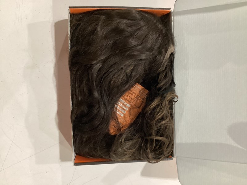 Condition photo showing Good Condition for haloo brown wigs for women 4x1 lace front natural hairline long wavy curly middle part glueless beginner friendly synthetic hair wigs for daily party, 21 inch brown with highlights brown with highlights 21 inch
