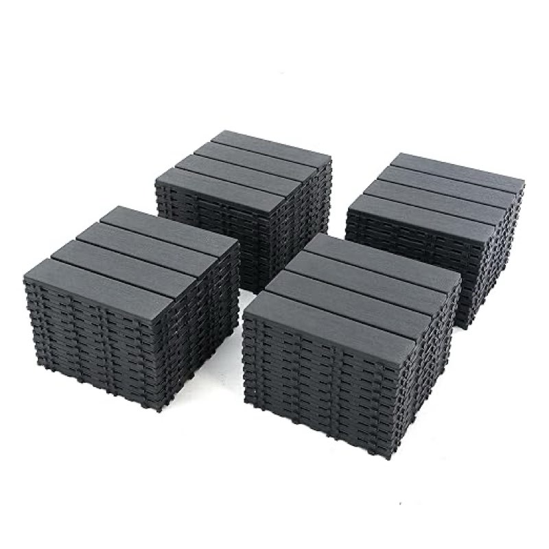  44 Pack 12x12 Square Waterproof Outdoor Deck Tiles - Interlocking, All-Weather, Slip-Resistant, Easy-Assembly Patio Decking for Poolside, Balcony, Backyard (A)