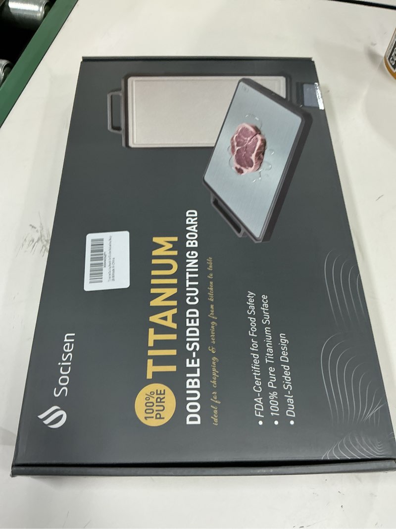 Condition photo showing New/Like New for Titanium Cutting Boards for Kitchen Non Toxic Chopping Board with Handle Large Big Small Kitchen Meat Butcher Block 2 in 1 Pure Titanium and Wheat Straw PP Not Wood Bamboo Plastic Teak Grey/Beige 1pc: 17.1"L × 10.8"W Grey/Beige