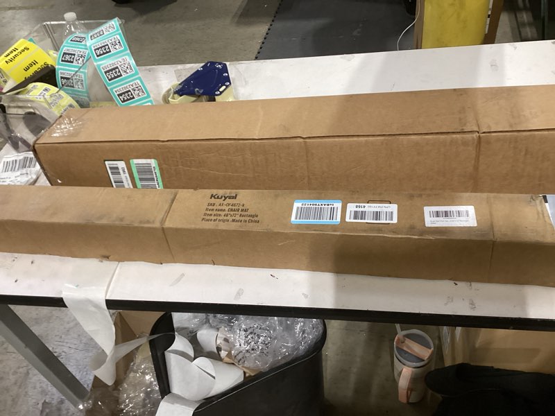 Condition photo showing Good Condition for Kuyal Clear Chair mat for Hardwood Floor 46 x 72 inches Transparent Floor Mats Wood/Tile Protection Mat for Office & Home (46" X 72" Rectangle) 46" X 72" Rectangle Clear