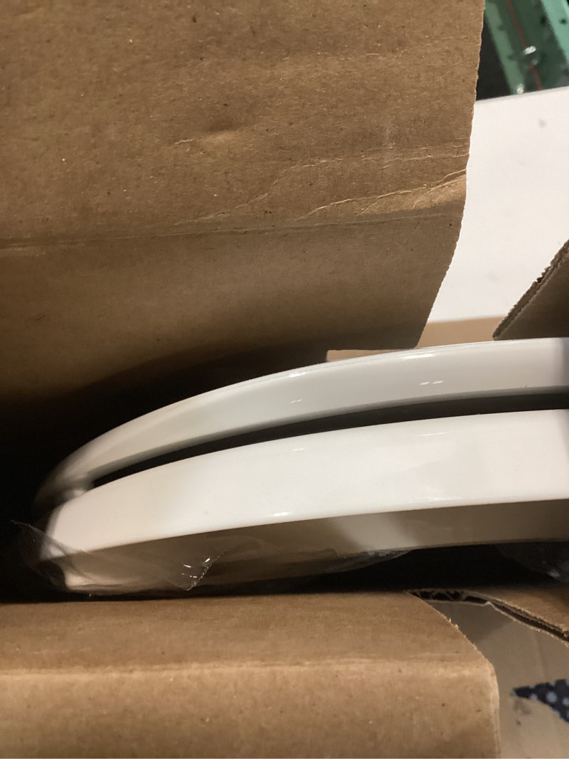Condition photo showing Good Condition for kohler 4636-rl-0 cachet readylatch elongated slow close toilet seat, soft close toilet seat quiet lid, contoured grip-tight bumpers installation hardware, apartment essentials, white white elongated ready latch