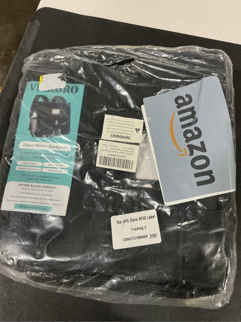 Condition photo showing New/Like New for 3 Inch D-Ring Zipper Binder Backpack for 700+ Sheets Capacity& 13 Inch Laptop Compartment, Detachable 3-Ring Zip Up Binder Bag with Backpack Straps& Water Bottle Pocket for School (Black)