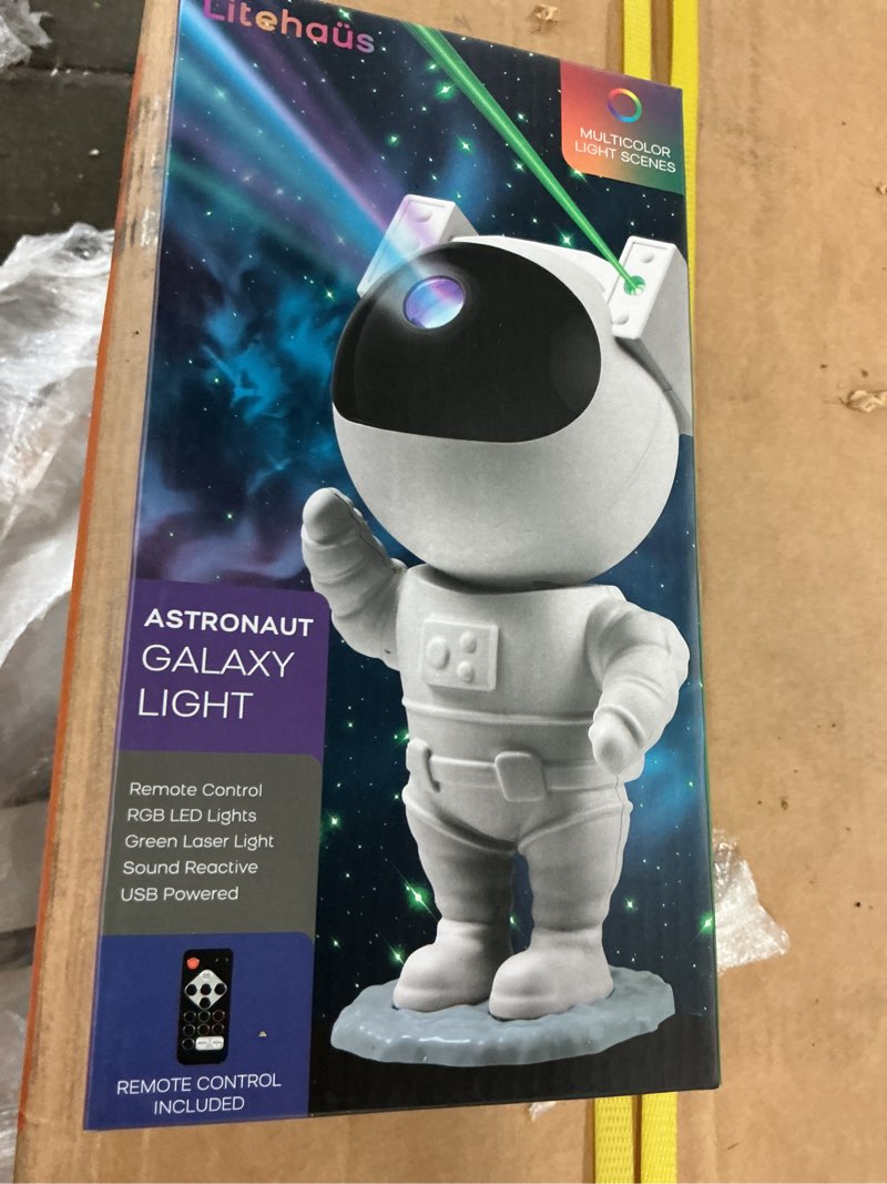 Condition photo showing New/Like New for 9.25 in. sound react multi-color integrated t10 1w led astronaut galaxy night light